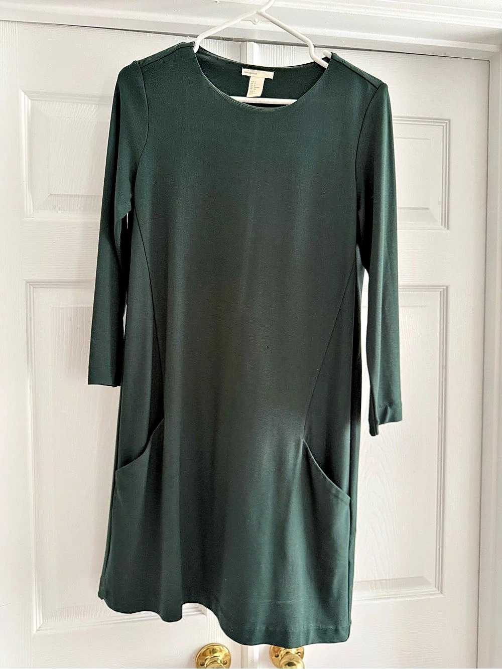 H&M Long Sleeve Pocket Mini Dress in Green